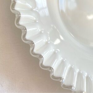 Fenton Petticoat Silver Crest Milk Art Glass Platter